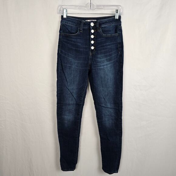 So Jegging Juniors 5/27 Blue Dark Wash Button Fly Super High Rise - Picture 1 of 16